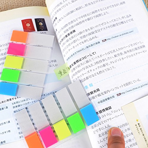 1600 stuks Set van 16 zelfklevende notities Film Zelfklevende Strips Page Marker Tabs Index Sticky Notes Schrijfbare kleurrijk voor paginamarkering 44 x 12 mm 5 kleuren 3