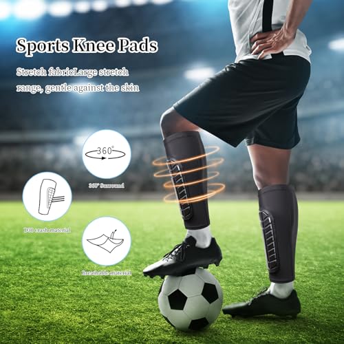 Voetbalscheenbeschermers, universele kuitbeschermingers voor kinderen van 30 - 38 cm, voetbal, elastischescheenschermers voor voetbal, mandbal, fietsen 3