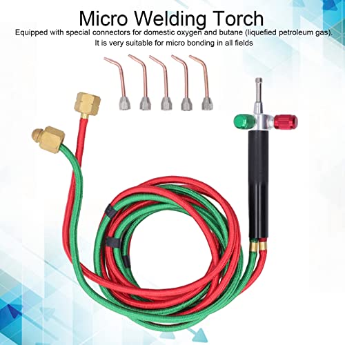 Solder Burner Set voor sieraden, kleine zaklamp Laspistolen, Mini Gas Burner Set met 5 verwisselbare zaklamp tips, Duurzame hoge temperatuur lassen gasbrander Solderen voor sieraden reparatie