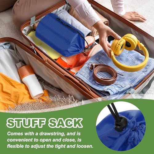 Stuff Sack, 2 stuks 15,5x33cm Waterdichte Outdoor Opbergzak Draagbaar Koordstof Flap Bag Lichtgewicht slaapzak voor Camping Wandelreizen, Marine Blauw 4