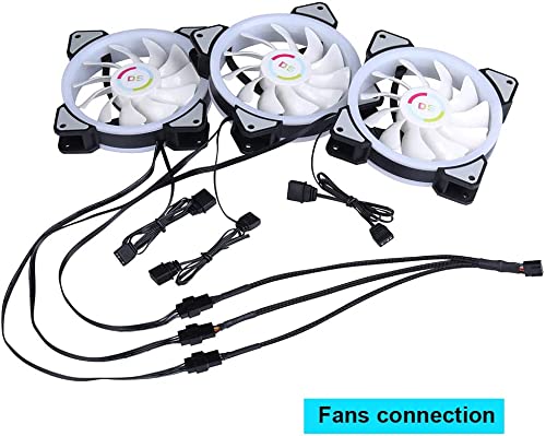 Sea 2pcs Y-Braided PWM Fan Splitter Kabel voor Computer PC Power Cable 4 Pin 1 tot 3 ATX Converter behuizing 4 Pin/3 Pinkoeling 5