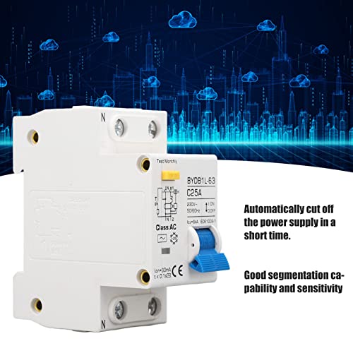 AC 230V Residual Circuit Breaker 30ma C25 1P N Leakage Protector Overload Bescherming Luchtschakelaar voor residentiële Verlichting Distributie Lijnen Zonne-PV-systeem