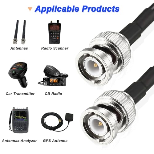BNC Coaxiale Verlengkabel, BNC Plug aan Plug, Adapter, Low Loss, 50 Ohm, RG58 Kabel met BNC F-F Adapter (1m/39 inch, 2st) 3