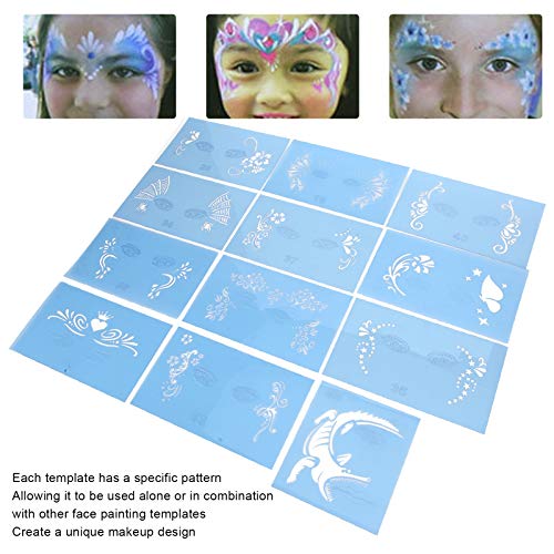 Gezicht Schilderen Stencils 12 stuks DIY Herbruikbare PET Stencils voor Gezicht Schilderen, Tattoo Stencils voor Carnaval, Party, Body Painting, 20 x 12 cm 3