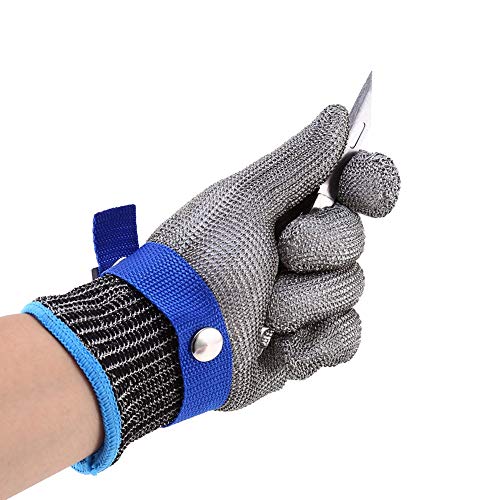 Stitch-bestendig, snijvast roestvrij staal draad, metalen vlecht, slagers katoenen handschoen, vijf-vinger handschoenen, bescherming klasse 5 3