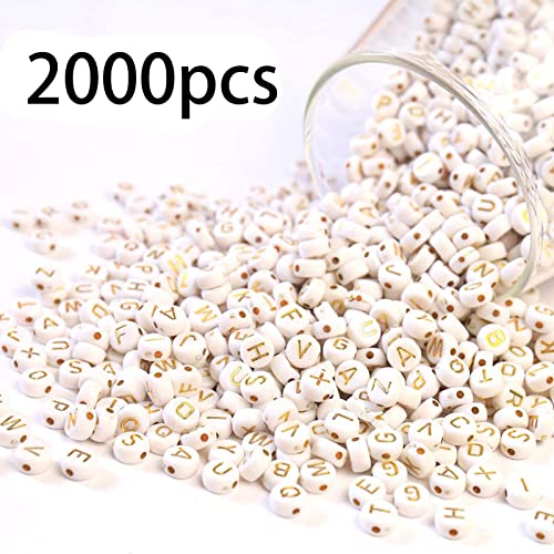 2000st Ronde acryl Goud Alfabet Kralen A-Z Kubus Brieven Kralen voor Armbanden Kettingen sieraden maken (4x7mm 2000st)