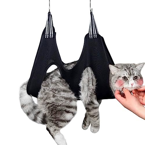 1 Piece Cat Grooming Bag, Pet Nail Trimming Harnas, Pet Grooming Sling Helper met 2 haken, ademende Grooming Harnas Hangen voor hond en kat trim Nails en badzorg