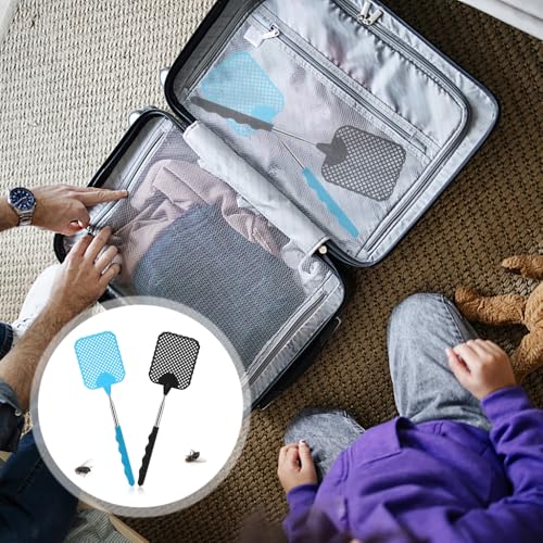 5 Piece Fly Swatter Uitschuifbare Swatter Sterk Flexibele handleiding Zwakke Set Kleurrijke Fly Swatter Handleiding Instelbaar Zwak met roestvrij staal Telescopische handgreep voor vliegen 4