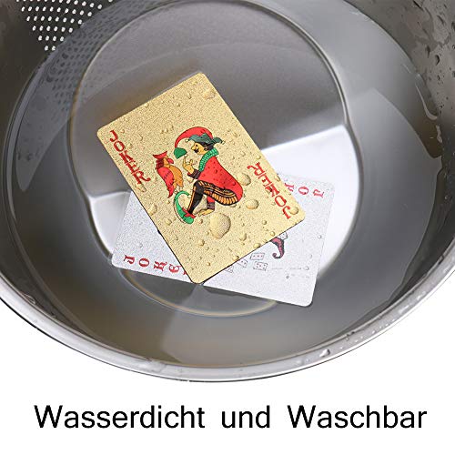 2 stuks speelkaarten, waterdichte pokerkaarten met geschenkdoos, familiefeest, speelkaarten (Gold Foil en Silver Foil)