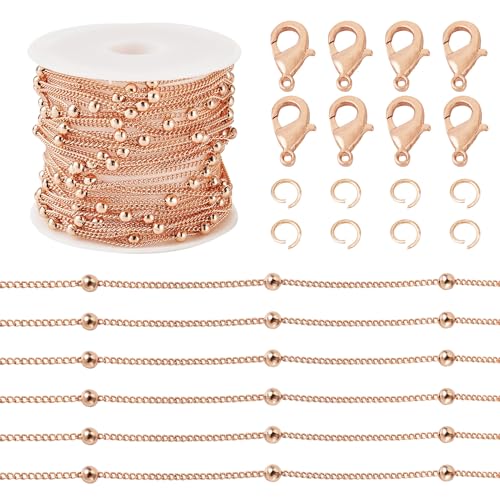 16.4 Voet Satelliet Kettingen Rose Gold kralen ketting gevlochten getwist 1mm ketting met kreeft sluiting Jump Rings voor Craft Ketting Armband DIY Oorhanger sleutelhanger vrouwen