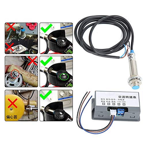Digitale snelheidsmeter, display hoge meting 220V AC Tachometer 4-digit buis en detectoren Nauwkeurigheid AC220V 3