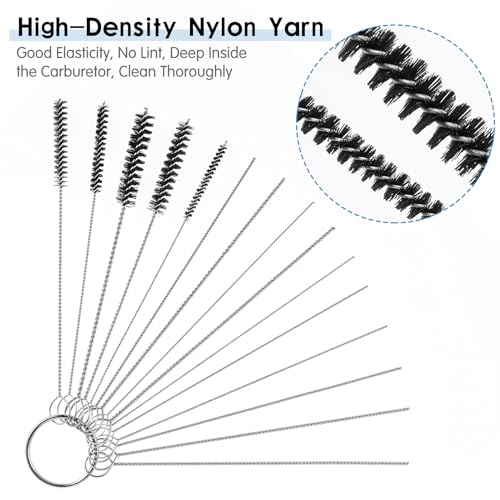 Torch Tip Cleaner, Carburator Cleaning Kit, Koolstof Dirt Jet Removal Cleaner 13Schone Threads 10Schoonende naalden 5Nylon Penselen 1 Pick Tool Throttle Body Cleaner Tool Las Tip 4