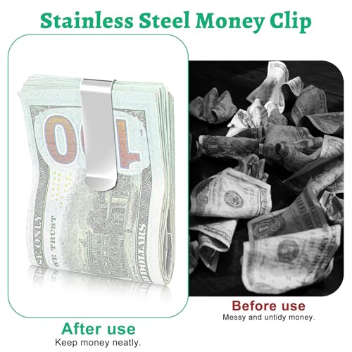 Set van 20 Stainless Steel Money Clip, Silver Slim Metal Money Clip Credit Card houder, Minimalistische portemonnee met voorzak voor mannen 4