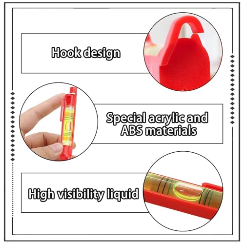 4 st. Spirit Level Spirit Level Cord richtlijn Stel kleine lijnschaal in voor metselwerk Goot Loodgieter Spirit Level - Rood, 75x12mm 3