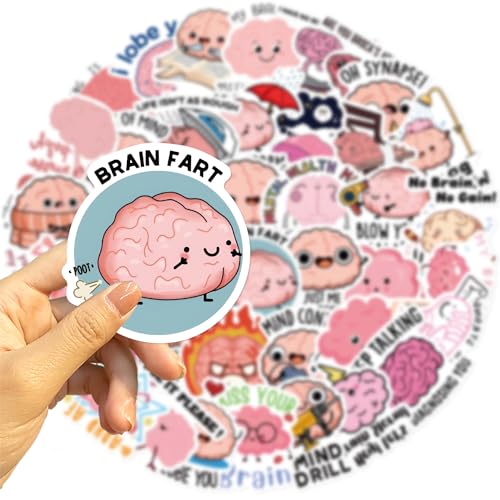 Hersensticker set, 50 stuks, grappig brein, waterdichte Vinyl Stickers, Auto, Motorfiets, Fiets, Skateboard, Snowboard, Bagage, Laptop, Koffer, Helm 4