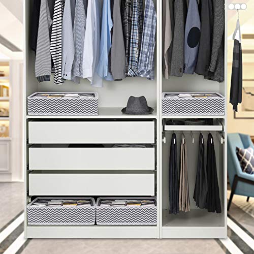 Set van 2 Vouwbare Niet-Woven Lade Organizer, 24 Opslag Compartments voor Sokken, Sjaals, Ties (Grey Wave Pattern, Grey) 5