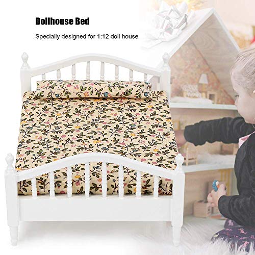 1:12 Doll's Bed Houten Meubilair voor Poppenhuis Miniatuur Poppenhuis Bed Model Decoratie Living Room Imitatie Game Educatieve Speelgoed voor kinderen (Bed) 5