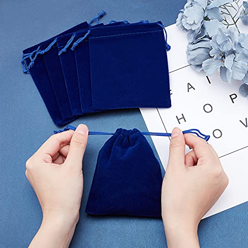 30st 12x10cm fluweelkoord zakjes Rechthoek Cadeautassen sieraden opslagtassen Snoepzakjes sieradentassen voor feest huwelijksgeschenken (Donkerblauw) 3