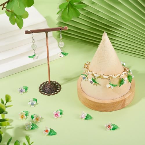 Glazen bloem bedels edelsteen & hars bloem blad hangers kleurrijke bloemen fruit kraal bengelen bedels voor doe-het-zelf oorbel armband ketting sieraden maken