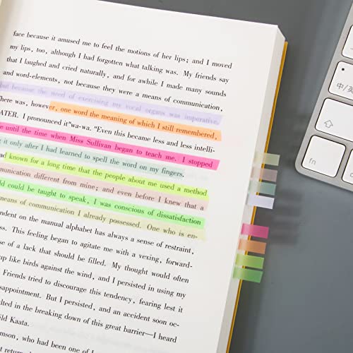 640 Stukken Lange Kleefstrookjes voor tekstmarkering 14 x 0,5 cm Kleurrijke Transparante Zelf-Adhesieve Pagina's Vlaggen voor Markering Markers, Strepen 5