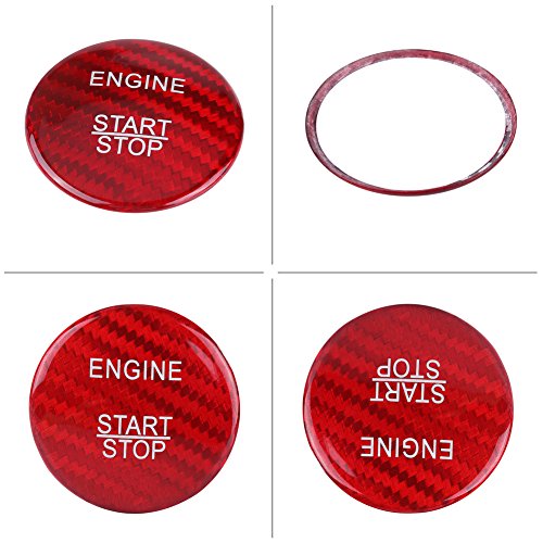 Auto Motor Startknop Beschermer, Carbon Fiber Engine Startknop Stickers Trim Interieur Decoratio voor Ben_z ABC GLC GLA CLA ML GL Klasse W176 W246 W205 X253 X156 C117 (Rood) 4
