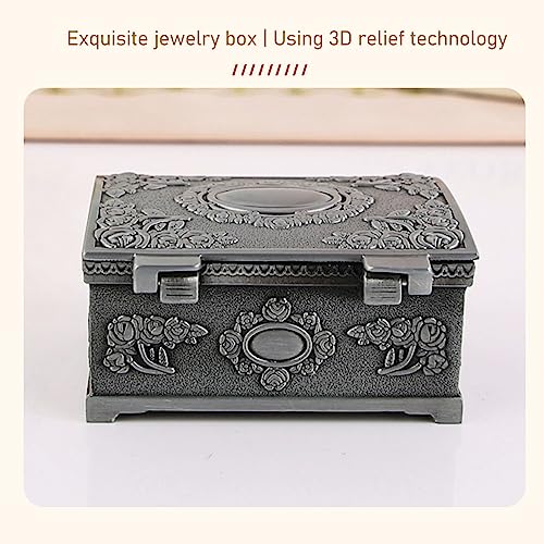 Vintage rechthoekige Metalen sieraden doos, kleine sieraden opslagdoos, geschikt voor ringen, oorbellen, ketting, Treasure Chest opslagdoos, antieke sieraden memorial geschenkdoos voor meisjes en vrouwen 5