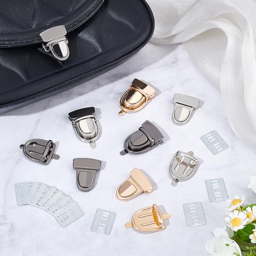 12 st 3 Kleuren Tuck Lock Sluiting, Wallet Thumb Locks Metal Lock Buckle Eend Tong Lock Sluitingen voor Portemonnee Bag Lederen handtas maken 4