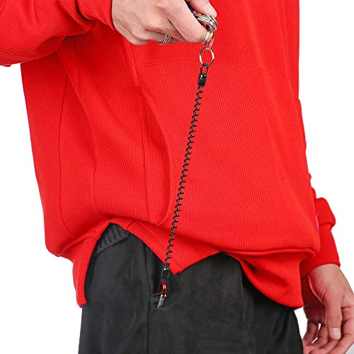 Carabiner Lanyard Chain, Retractable Lanyard Keychain Spring Stretch Cord Safety Keychain for Key, Rowing and Camping 18,5cm/7.28" Rood 5