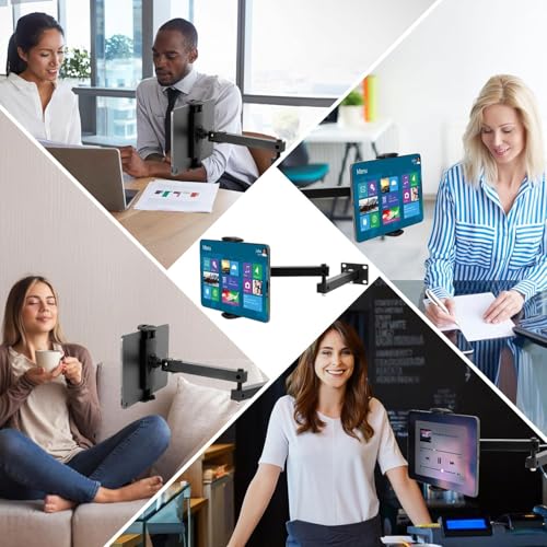 Tabletwandhouder, 360° roterende telefoonhouder, armhaakje, 10-45 cm Uitschuifbare verstelbare tablethouder voor 4-13 inch apparaten, telefoons en tabletten