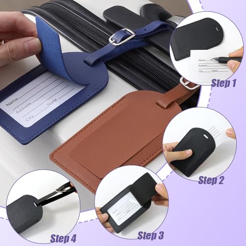 8 stuks Bagage Tags Reis Bagage Tags Lederen Koffer Labels met verstelbare band, Reis Accessoires voor het vermijden van verlies van zakken en koffers 5