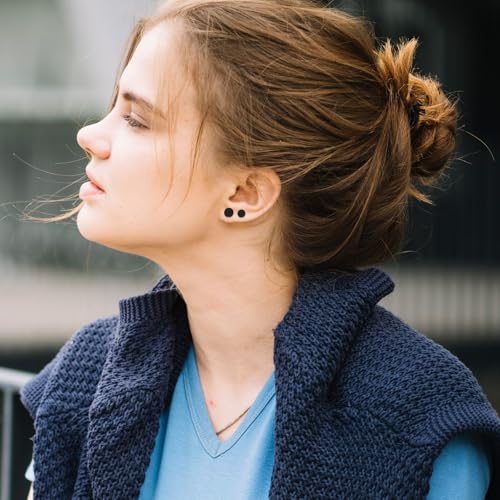 10 paar zwarte oorknopjes voor mannen vrouwen, nep gauge oorbellen faux meters zwarte ronde dot oorstekers set 3-14m m 5