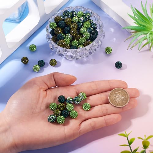 100st 10mm ronde schijf Ball Kralen Groene Rhinestone Klei Kralen Kristallen Spacers Bulk voor sieraden het maken van kralen Pen decoratie 5