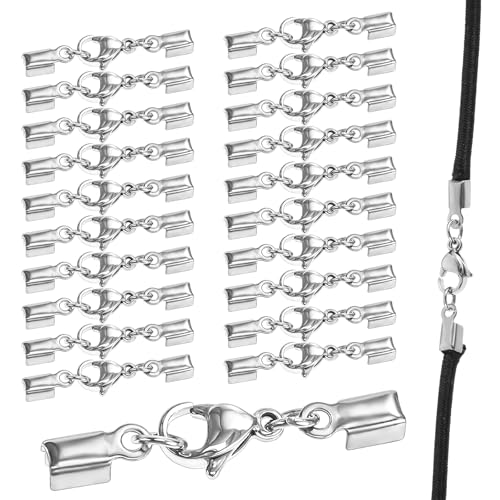 20 st Ketting sluiting, Roestvrij stalen sieraden sluiting Zilveren leren koord ketting sluitingen voor armbanden, sieraden sluiting voor ketting armbanden hangers sieraden maken
