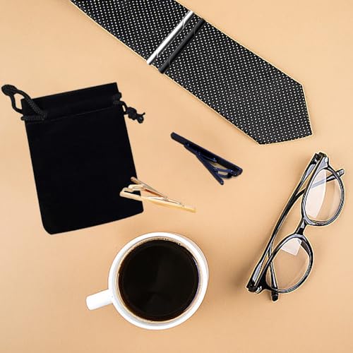 4 st Bie Clips voor mannen, Long Styles Tie Bar Clip Set met 1 Tie Clip Opslag Bag Mode Tie Clip Gepersonaliseerde 6.8cm Tie Clips Square Edges Tie Tack Pins voor bruiloft Party, metaal, Geen edelsteen 5