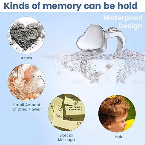 Jewelry Memorial Crematie Urn Ring, Gepersonaliseerde Roestvrij stalen hart Ring met As voor Begrafenis Keepsake Gift Memorial sieraden