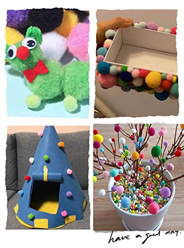 500st mini pompoms voor crafting, 15mm, pompom ballen, kleine pompons, pluizig kleurrijke pompom decoratie, pompom pluche ballen, ambachtelijke accessoires voor het versieren, naaien, DIY handwerk, wit 5