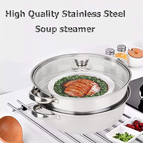 Stoomkoker set Roestvrij staal 2-Tier Steamer Pot Soep Pot Gehumaniseerd Handle Vlees Groente Design Keukenpot set voor Home Restaurant 26 x 27 x 27 cm 5