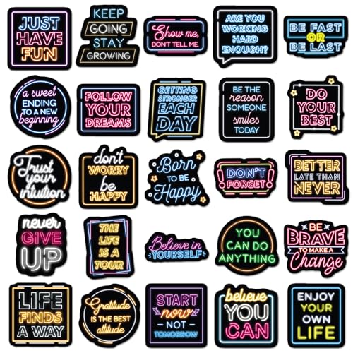 Neon Geïnspireerd Stickers voor tieners en volwassenen, 50 stuks, Inspirerende Vinyl Sticker Set, Auto, Motorfiets, Fiets, Skateboard, Snowboard, Bagage, Laptop, Koffer, Helm, Motorfiets, Computer 3