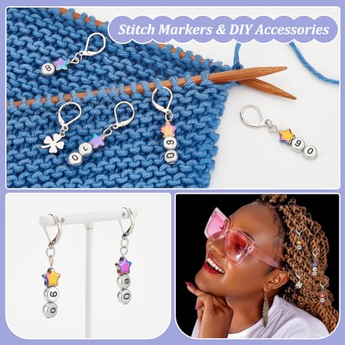40 st Ster nummer Stitch Markers, Acryl bedeltjes, Legering haak steek Marker, Verwijderbare Leverhaak, Vergrendelende Stitch Marker voor het breien, Weven, Naaien, sieraden maken 4