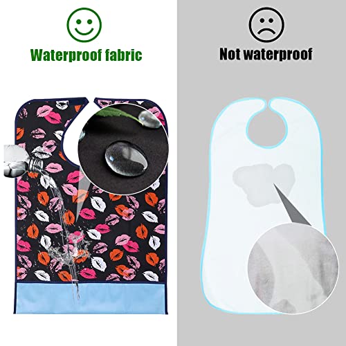 Volwassen Bib Waterdicht 2 stuks Herbruikbare waterdichte vlinderlippen met Migas Bib voor volwassenen Mannen Blank Y Gratis One Size, Blanco Y Gris, Eén maat 3
