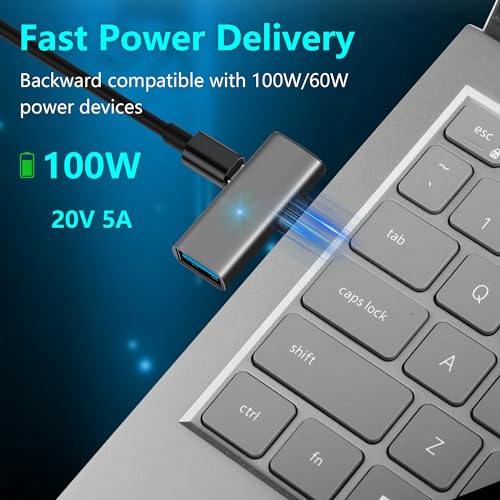 USB C naar USB 3.2 10 Gbit/s Type-C naar USB Een vrouwelijke OTG Adapter en PD 100W Power Adapter voor Laptop, Tablet, Telefoon - Grijs 5