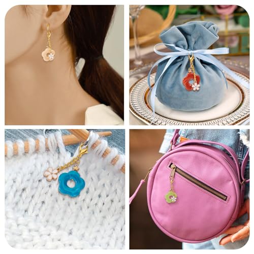 16Stuks Acryl Flower Stitch Markers 8 Kleuren Acryl&Enamel Bloemen Dangle Removable Lobster Sluiting Sluiting Stitch voor DIY Oorbellen sieraden maken 3