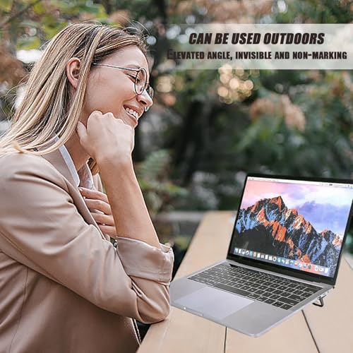 4 stuks Laptopstandaard, Mini houder voor onzichtbare laptops met antislip siliconen voor bureautoetsenbord (zwart + zilver) 3