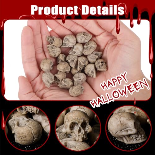 20 st. Mini schedel Figurine Halloween Miniatuur Skeleton Hoofdbeeld Halloween Micro Landschap Figuur, Halloween Prank Props Spookhuis Accessoires voor Halloween Decoratie 3