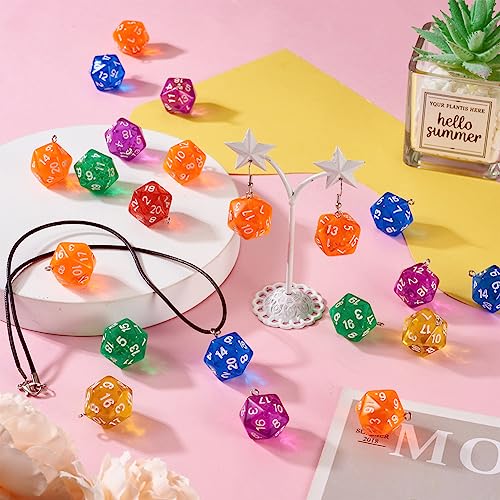 20PCS Polyhedral D20 Dice Bedels voor tafelspelen 20 Sided Facet spel Dice Acryl hangers voor sleutelhangers sieraden ambachten Pennen Decor, acryl, Geen edelsteen