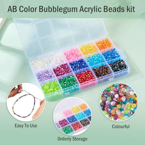2250st Acryl Bicone Kralen 4mm Transparant Facet Kristallen Kralen Klein Ambacht Kralen Bulk voor DIY Vriendschap armband oorbellen ketting sieraden maken 4