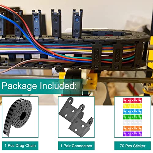 Trekketting Kabeltreklijn 3D-printer 10X20mm R18 Plastic Flexibele slepende kettingdrager Open type voor 3D-printer- en CNC-routermolenmachines met 1 Pair-connectoren, 1M