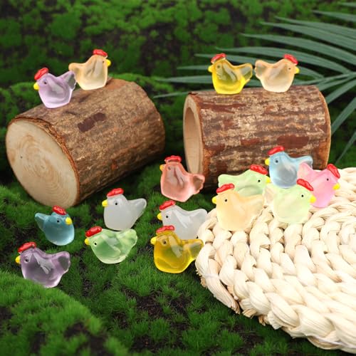 70st Kleine Mini-Hars Kippen, 30 Klassieke en 40 Lichtgevende Lichtgevende Kippen Mini-Miniatuurdieren voor Doe-Het-Zelf Poppenhuis Micro Landschapstuin Feest- en Woondecoratie 3