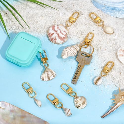 12st 12 Styles Strand Key Chains, 5-7,5 cm Accessoires Sleutelhanger, Autosleutel Shell Rugzak, Portemonnee, Gepersonaliseerde Gifts, Goud 4