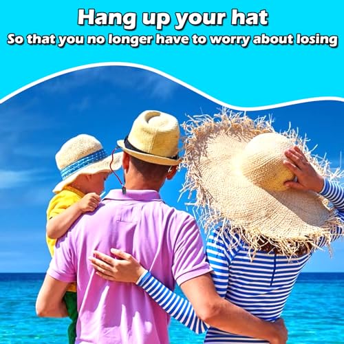 2 stuks Hat Windy Clips, 30cm Cap Holder Clip Clothes Keeper, Fishing Hat Wind Lanyard Cord, Hat Strap Clips voor boot varen Klimmen Hunting Wandelen Zeilen Golfen, Zwart en Rood 5